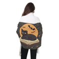thumbnail image 4 of FORMRS Womens Scarf Winter Soft Long Big Warm Shawls Wrap Tassel Scarves, Orange Halloween Cat, 4 of 9