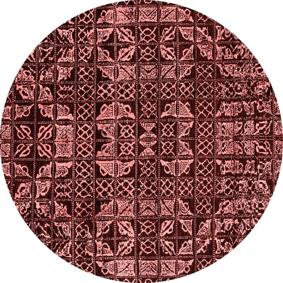 Ahgly Company Indoor Round Abstract Red Modern Area Rugs, 5' Round