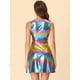 thumbnail image 5 of Vestido acampanado holográfico de cintura alta y cuello redondo sin mangas brillante metálico Clubwear para mujer Azul púrpura L, 5 of 6