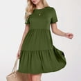 thumbnail image 2 of Vestido largo con volantes en colores lisos para mujer: manga corta, fluido, cómodo, versátil para fiestas/playa, tallas S-XXL., 2 of 6