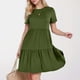 thumbnail image 2 of Vestido largo con volantes en colores lisos para mujer: manga corta, fluido, cómodo, versátil para fiestas/playa, tallas S-XXL., 2 of 6