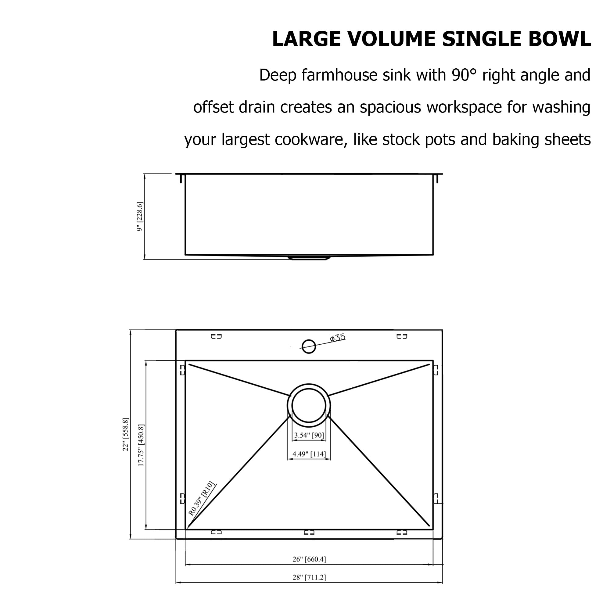 Logmey 28"x22 Drop in Stainless Steel Kitchen Sink Single Bowl Gunmetal Black with Drainer Top-mount  Sinks