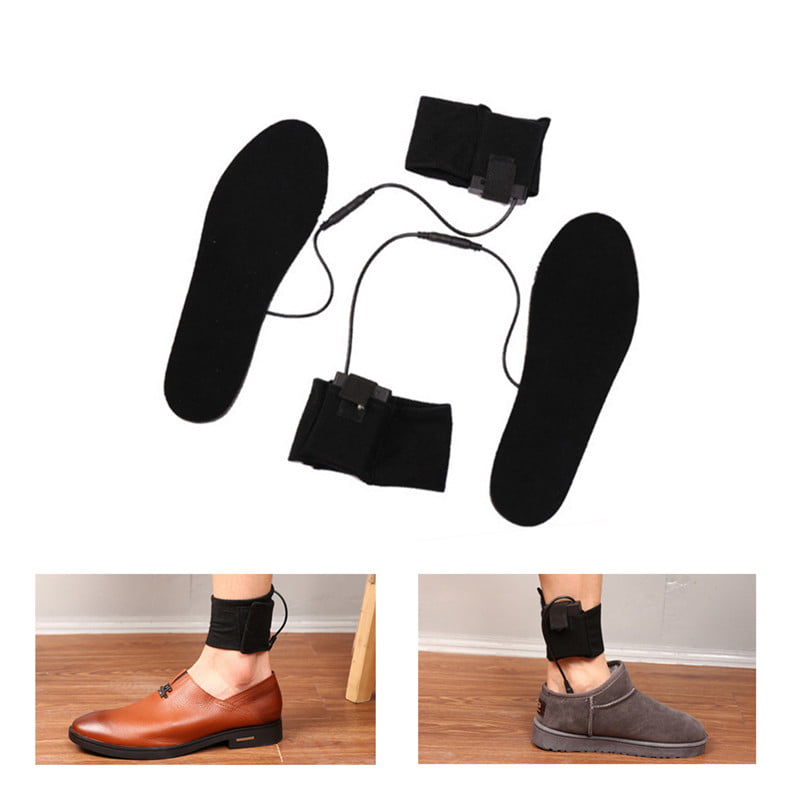 2 x Battery Electric Foot Heated Shoe Boot Insoles Heater Sock Snow Feet WARMER 