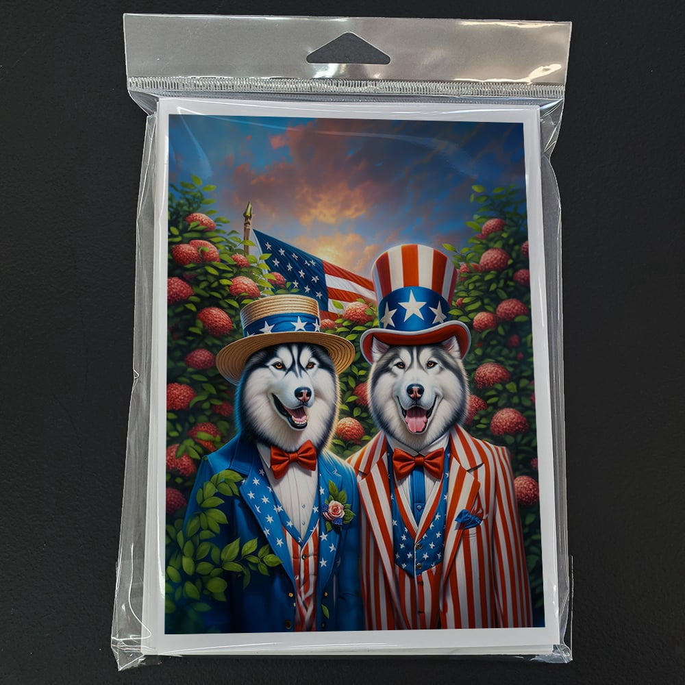 All American Siberian Husky Greeting Cards Pack of 8 7 in x 5 in