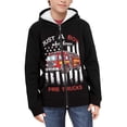 thumbnail image 3 of Chaqlin Classic Fire Trucks Us Flag Comfy Casual Hoodie for Girls Long Sleeve with Pockets Lightweight Loose Fall Outerwear Size 10-12, 3 of 7
