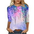thumbnail image 2 of Jsaierl 3/4 Sleeve Tops for Women Plus Size Crew Neck Shirts Fashion Floral Petite Blouses Flowy Vacation Tunic Top S-2XL, 2 of 5