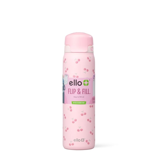 Ello Flip & Fill 22oz Insulated Stainless Steel Water Bottle, Leak