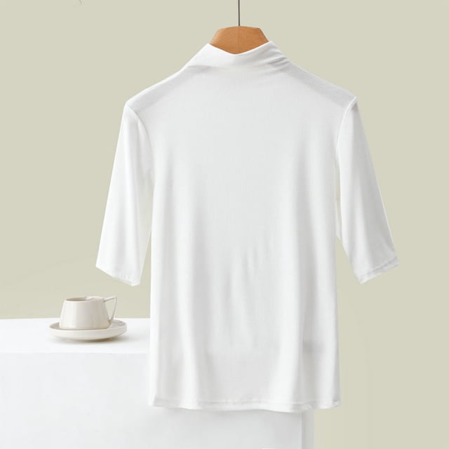 Blouses pour Femmes, Mode Féminine Col Rond Uni Manches Courtes Hauts Décontractés Blouses