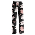 thumbnail image 4 of Womens Halloween Pajama Pants Castle Bat Drawstring Funny Pajama Pants Candy Ghost Wide Leg Horror Sleep Pants, S, 4 of 5