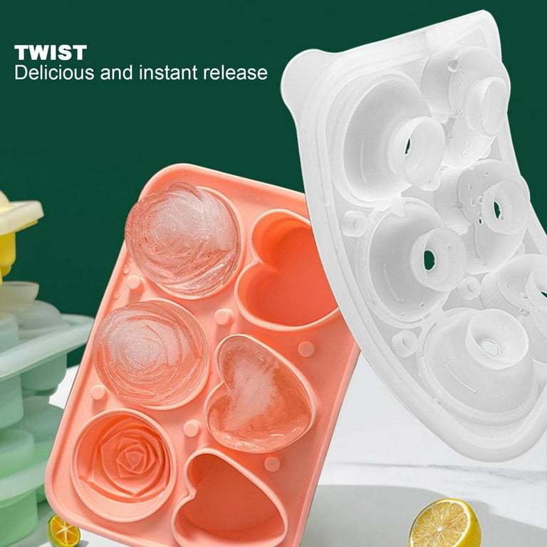 Tohuu Whiskey Ice Cubes Mold 6 Cavity Heart Rose Shape Silicone