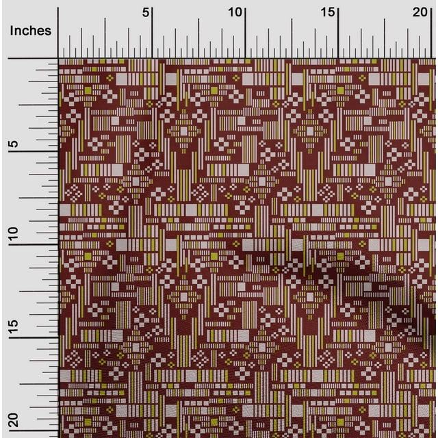 oneOone Cotton Silk Fabric Stripe & Square Geometric Print Sewing Fabric BTY 42 Inch Wide