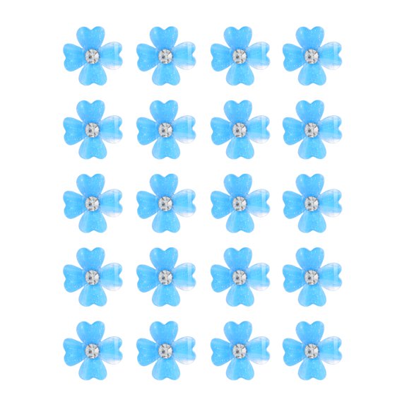 Unique Bargains 20 Pcs Small Flower Hair Clips Mini Flower Hair Clips for Girls Rhinestone Mini Flower Hairpin Blue