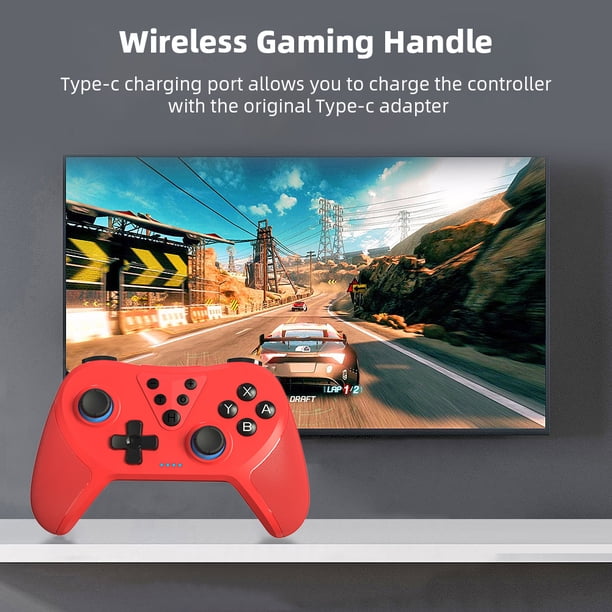 Mando Gamepad con Wake Up Game Controller compatible con Bluetooth para Switch (Rojo)