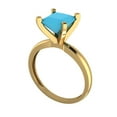 thumbnail image 2 of Clara Pucci 14K Yellow Gold Solid Gold Turquoise Solitaire Anniversary Ring for Women - 2 cttw Princess Cut, 2 of 8