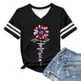 thumbnail image 3 of Fshinging Women Vintage Flag Print V Neck Patriotic T Shirts 4th of July Celebration Tops Black XL, 3 of 3