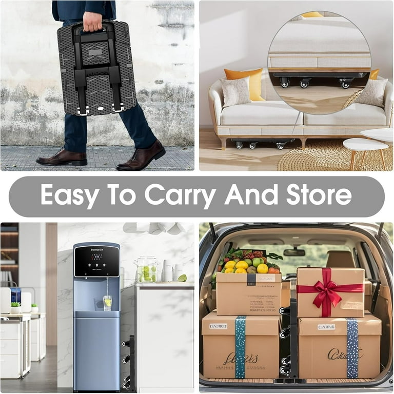 SOYO Folding Hand Truck, 500lbs Heavy Duty Dolly, Portable 6 Wheels Collapsible Luggage Cart With 2 Elastic Ropes For Moving Travel Shopping House