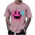 thumbnail image 2 of T-shirts for Men Printed Short Sleeve Casual Round Neck T-shirt Top Pink XXXXXL Mens Tops, 2 of 4