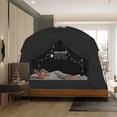 thumbnail image 6 of Bed Tents for Kids and Adult Portable 100% Breathable and 93% Blackout Toddler Dream Play Tent 3 Doors Big Privacy Sleep Canopy (Black, Queen-Size), 6 of 8