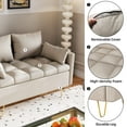 thumbnail image 5 of Homhougo Faux Leather Sofa Couch 44" W Loveseat Sofas with Button Tufted Design and Hand Stitched, Heavy Duty Foundation with Gold Metal Legs, Lift-Up Storage and Bolster Pillows in, Beige, 5 of 6