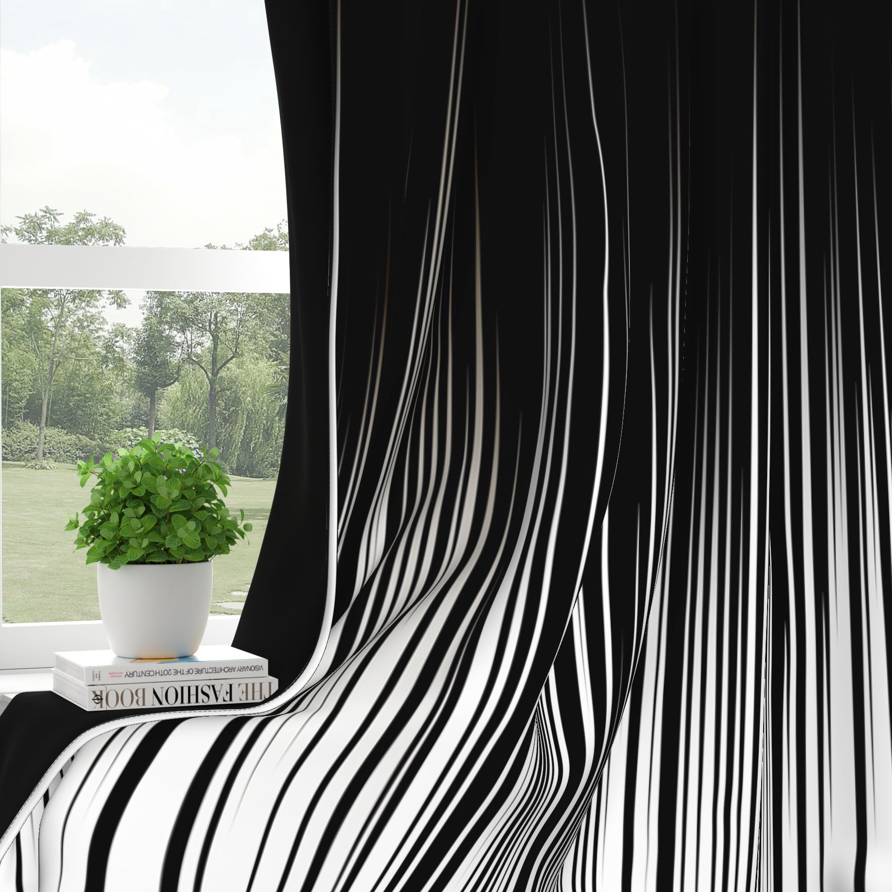 2 Panels Black Gray Abstract Blackout Curtains for Bedroom,Modern Grommet Window Drapes for Living Room,52x84 Inch