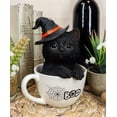 thumbnail image 6 of Witching Hour Halloween Black Cat with Witch Hat In Tea Cup Pet Pal Figurine, 6 of 6