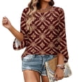 thumbnail image 5 of Womens Floral Print Tops Casual 3/4 Sleeve Tunic Shirts Loose Fit Crew Neck Blouses Lightweight Spring Summer Tops, 5 of 7
