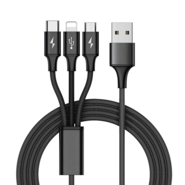 Cable de carga rápida USB SUGARMOM, universal, 3 en 1, multifunción, para teléfono móvil, color negro