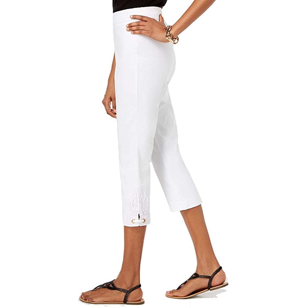 JM Collection JM COLLECTION Womens White Capri Pants Size XXL