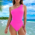 thumbnail image 2 of Edvintorg Women's One Piece Bathing Suits Tummy Control One Shoulder Swimsuits Slimming Backless Swimwear with Drawstring Monokini, 2 of 7