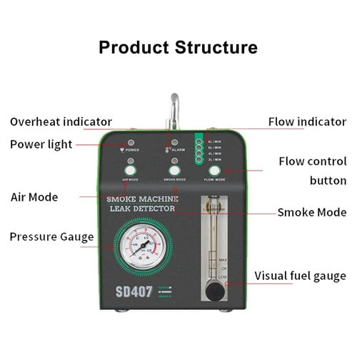 EVAP Smoke Machine Leak Detector 12V DC for Vacuum Pipes, Fast & Accurate Tester