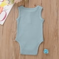 thumbnail image 4 of Douhoow Newborn Baby Sleeveless Romper Summer Infant Solid Color Ribbed O Neck Cotton Jumpsuit, 4 of 5