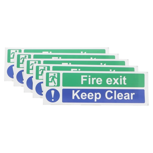 KAKOWELY 5pcs Fire Exit Keep Clear Safety Compliance Label Adhesive Fire Exit Door Signs Durable Do Not Block Door Signs For Office Mall School Emergency Exit Indicators,12.2X"X3.94"X0.04"
