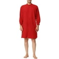 thumbnail image 2 of Unique Bargains Men's Banded Collar Nightshirt Sleep Shirt Nightgown XL Red, 2 of 6