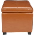 thumbnail image 3 of SAFAVIEH Madison Rustic Solid Flip Top Square Storage Ottoman, Saddle, 3 of 6