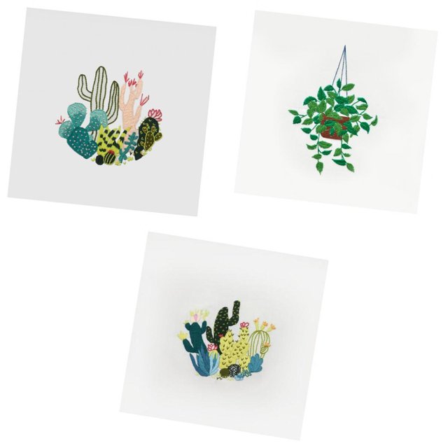 3x Kit de inicio de bordado hecho a mano con patrón que incluye de color de tela de bordado y otro kit de herramientas para principiantes Zulema Iniciador de bordado a mano