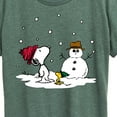 thumbnail image 3 of Peanuts - Snoopy Woodstock Snowman - Women's Short Sleeve Graphic T-Shirt, 3 of 7