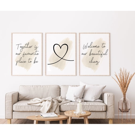 UNFFRAMED Family Together Quote Posters Set, Modern Home Decor, Living Room Feature Wall Art, Minimalist Set 3 Prints 8x12
