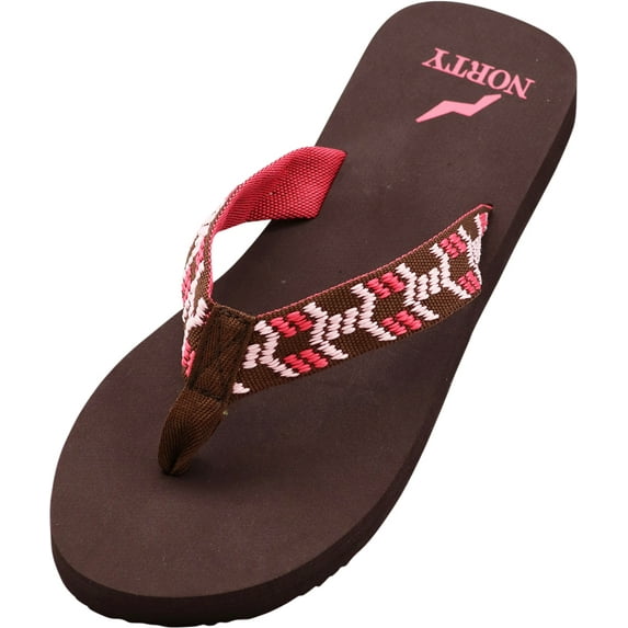 NORTY Womens Flip Flops Adult Female Thong Sandals Brown - Runs 1 Size Small