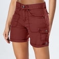 thumbnail image 2 of Shorts for Women Solid Color Pocket High Waist Retro Outdoor Casual Shorts, 2 of 6