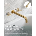 thumbnail image 6 of Wowow Wall Mount Tub Filler: Gold Tub Faucet High Flow Two Handles Solid Brass, Long Spout Reach,Tub Faucet Bathroom Bathtub Faucets with 2 Handles Tub Faucets with Brass Rough in Valve Include, 6 of 8