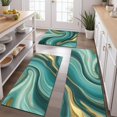 thumbnail image 2 of Teal Marble Gold Wave Pattern Kitchen Rugs Sets Of 3,Kitchen Runner Rugs Non Skid Washable,Decorative Kitchen Floor Mats for Kitchen,Sink,Laundry,17"x30"+ 17"x47" + 17"x59", 2 of 6