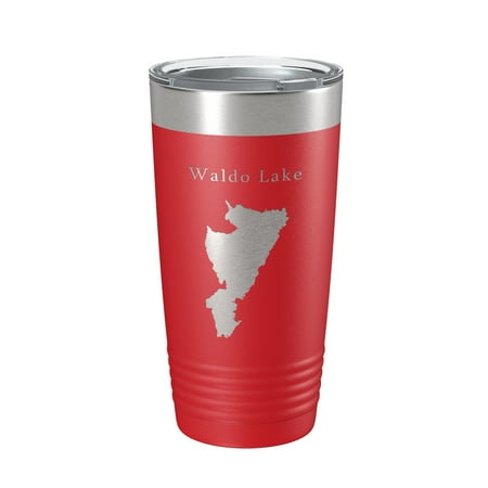 

Waldo Lake Map Tumbler Travel Mug Insulated Laser Engraved Coffee Cup Oregon 20 oz Red