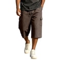thumbnail image 3 of Mens Casual Drawstring Cargo Capri Shorts Relaxed Fit Lightweight Cotton Blend Knee Length Pants with Pockets for Outdoor Daily Wear, 3 of 6