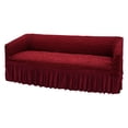 thumbnail image 2 of Stretch Sofa Slipcover for 3/4 Seat,Pleated Ruffled Skirt Sofa Sofa Couch Cover Red, 2 of 7