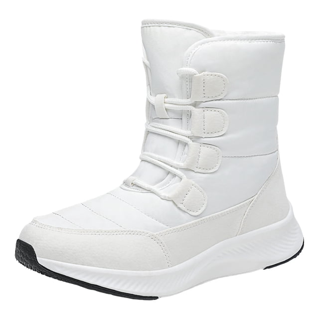 Dsscvnef Bottes de Neige pour Femmes Mode Hiver Épaissies Chaudes Confortables à Lacets pour Temps Froid