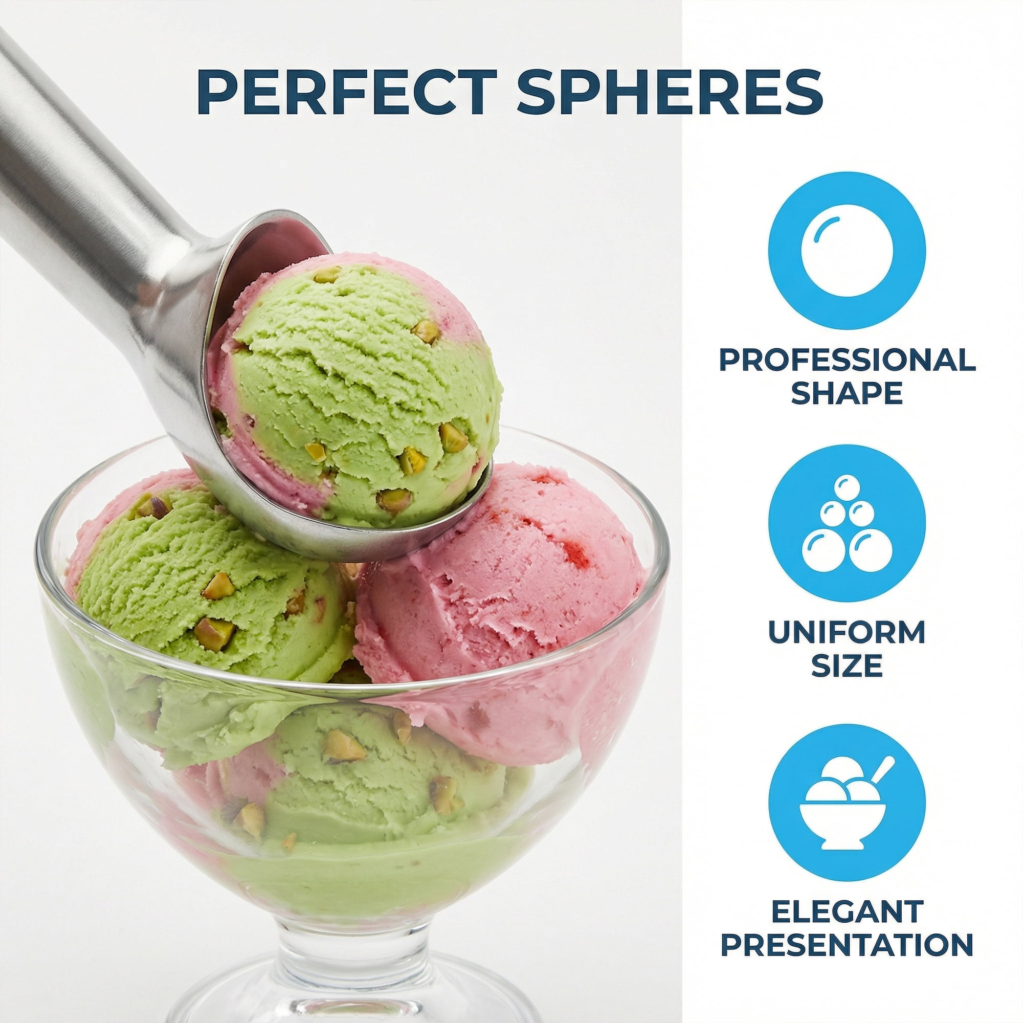 Unique Bargains Stainless Steel Ice Cream Scoop with Easy Release Silver 1.9in