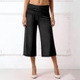 thumbnail image 2 of NAFUU Women Casual Pants Pleated Waist Solid Color Yoga Capri Pants Wide Leg Trousers Relaxed Fit Trousers For Women, 2 of 5