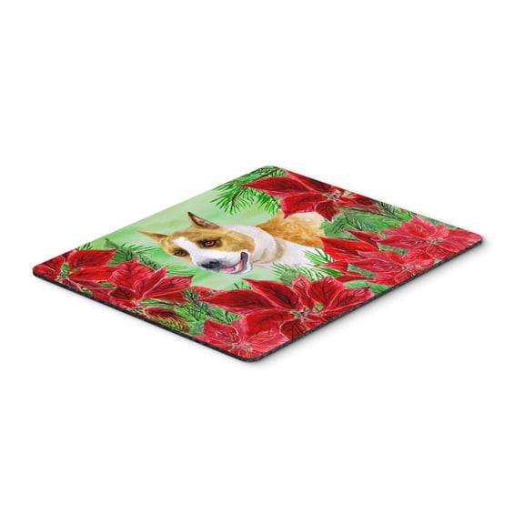 American Staffordshire Poinsettas Mouse Pad Hot Pad or Trivet