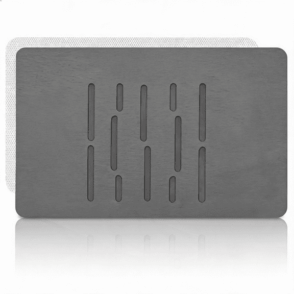 SYNYLIIFE Extra Large Stone Bath Mat, 19" x 31" Oversized Diatomaceous Earth Shower Mat, Super Absorbent Quick-Dry Diatomite Bathroom Floor Mat with Non-Slip Pad & Sandpaper, Dark Grey