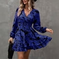thumbnail image 3 of Women's Floral Chiffon Short Skirt A-line Long Sleeve Country Dress, 3 of 9
